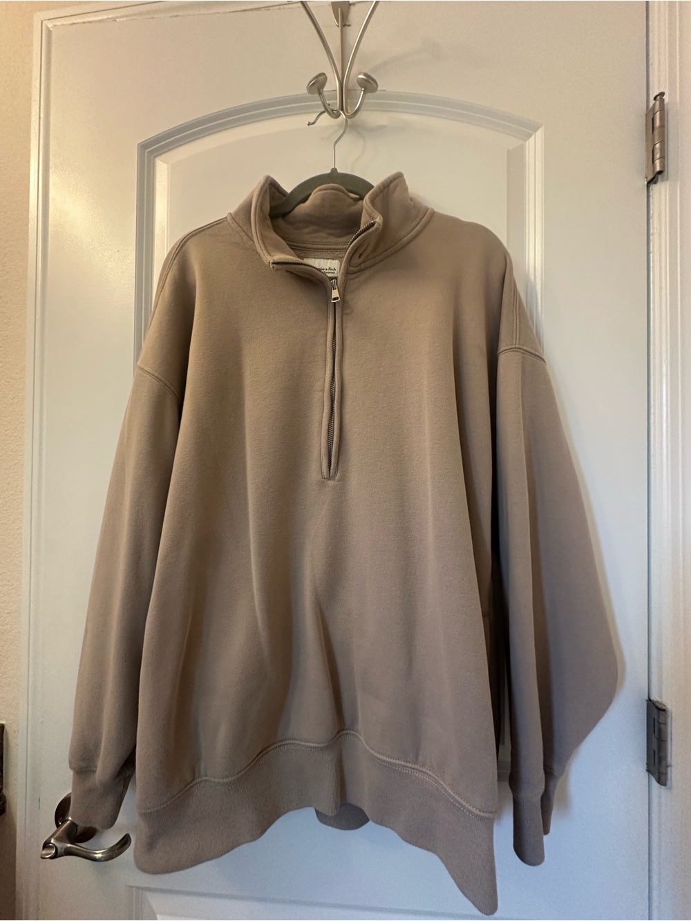 Women's Abercrombie & Fitch: Quarter-Zip Pullover Sweater - Taupe